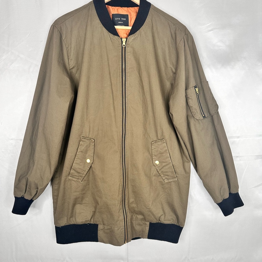 Love Tree‎ Dark Olive Bomber Jacket Size M